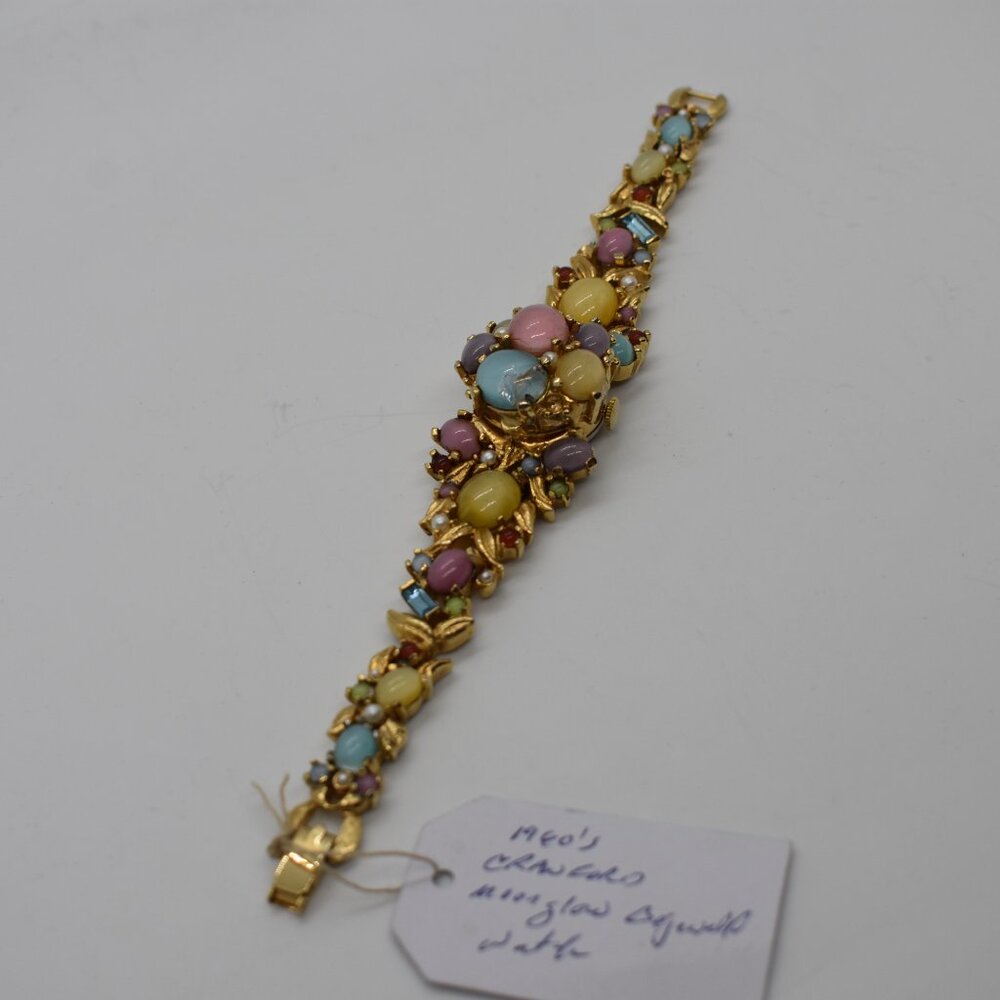 1950's Crawford Moonglow Bejeweled Watch - Picture 5 of 10